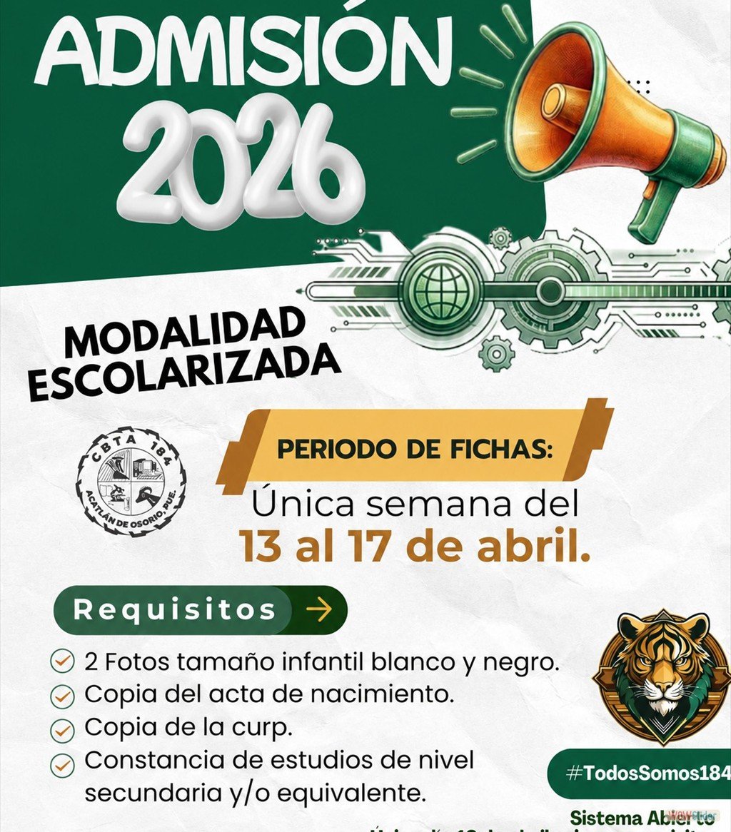 Admisión 2026 CBTA 184